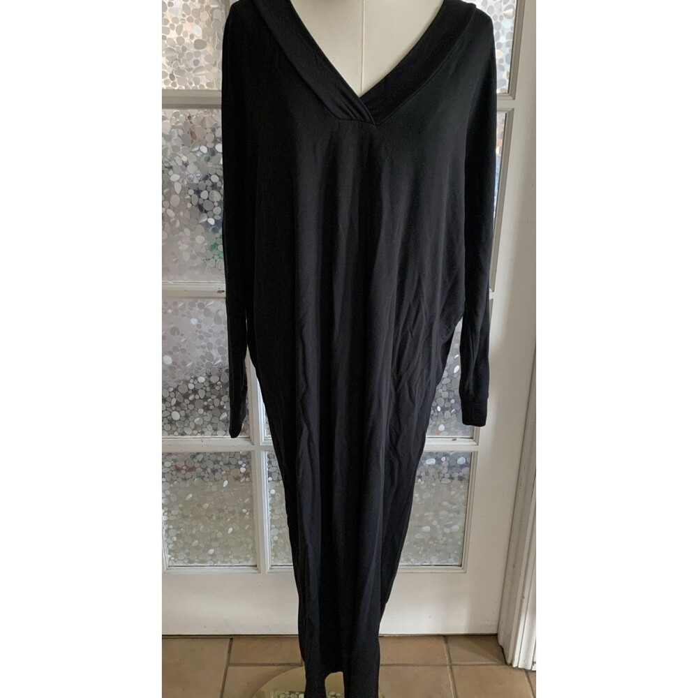 Quince Dress Modal Jersey Stretch  XS V Neck Back Roomy Dress Up Down LBD